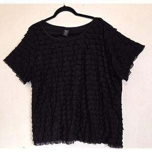 George Black Stretchy Top 4X 26/28W Tiered Ruffles Frilly Comfy Goth Witchy